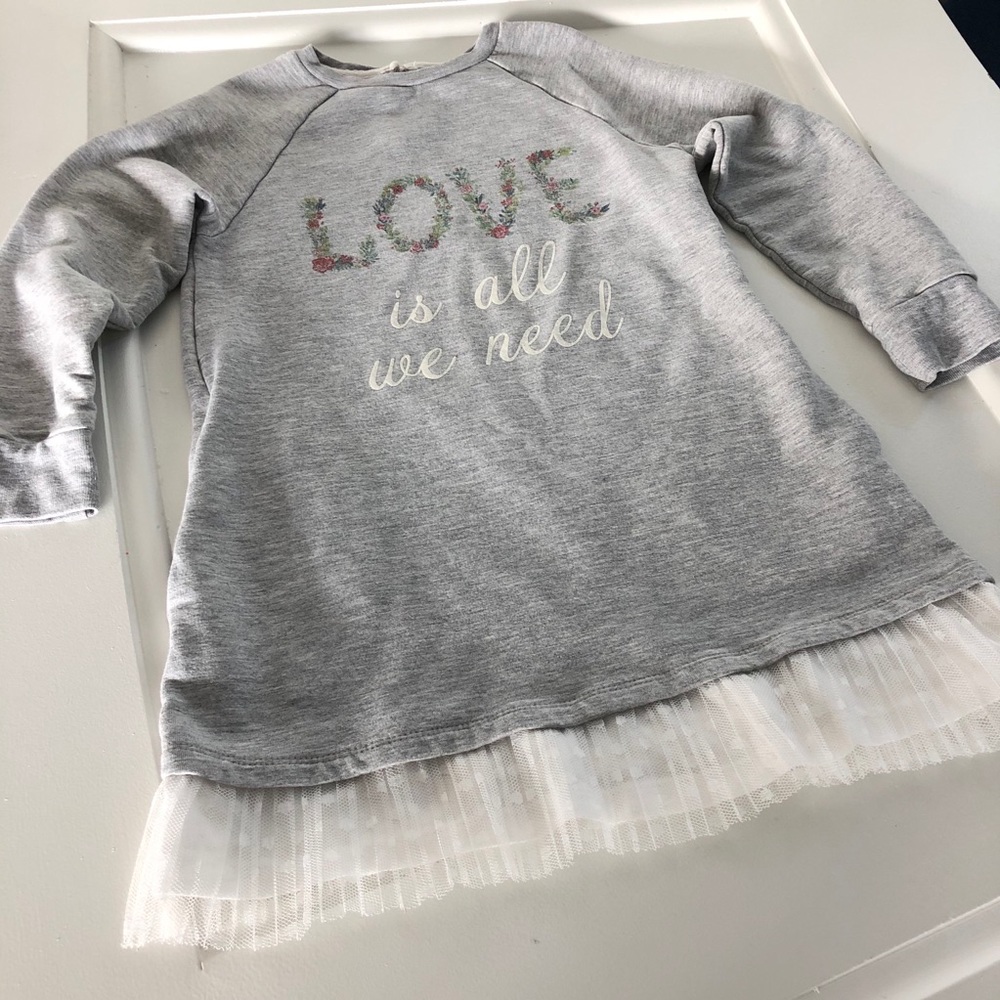 Girls Sweatshirt dress with Lace trim